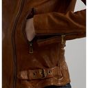 Ralph Lauren Lauren  Women's Lambskin Leather Moto Jacket 8 Dark Walnut 80s Rock Photo 8