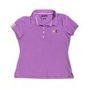 Tommy Hilfiger  Women M Slim Fit Stretch Pride Flag Polo Short Sleeve Purple Y2K Photo 0