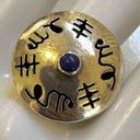 Lapis Petroglyph Native American Sterling Silver Ring Photo 2