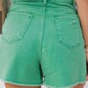 Pink Lily Green Jean Shorts Photo 2