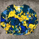 Allison Joy  Women’s Blue Green Yellow Abstract Blouse Size Small NWT Photo 0