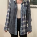 American Eagle Multi Printed Plaid Chambray Denim Button up Shirt Photo 1