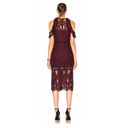 Alexis  Midi Lace Overlay Cut Out Dress Burgundy Purple Size M Photo 8