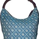 Dooney & Bourke NWOT  Siganture Monogram DB Logo Bucket Hobo Bag, Blue Photo 13