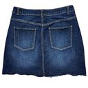 Harper Denim Jean Mini Skirt Size Medium Dark Wash Fringe Raw Hem Y2K Style Photo 1