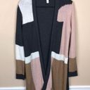 Nine West  Women’s Chunky Knit Color Block Open Front Long Line Cardigan Sweater Photo 0