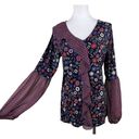 August Silk Women's Blouse MEDIUM Multicolor Floral Pattern Front Ruffles Photo 1