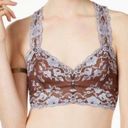 Free People  Size Large Brown Blue Lace Wild Roses Racerback Bralette Top Photo 1