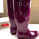 Hunter  Original Tall Gloss Rain Boots Purple Burgundy Magenta 6 Photo 8