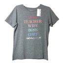 Nine West  Womens Short Sleeve Crewneck Teacher Inspiration Gray Graphic Tee Sz M Photo 0