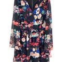 Xhilaration   Women's Black Floral Long Sleeve V-neck Dress size XXL NWT Romantic Photo 0