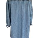 Crown & Ivy  Chambray Off Shoulder Tencel Lyocell Soft Knee Length Dress Medium Photo 2