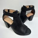 Jack Rogers  Booties Womens Size 5.5 Black Leather Tinsley Open Toe Block Heel Photo 3