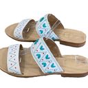 Jack Rogers Two band slide Leather  Adair Sandals shoes white print Size 7 Photo 10