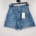 Frame  Darted High Waist Paperbag Shorts Womens Sz 29 Blue Medium Wash Cutoff New Photo 1