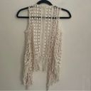 it's our time Cream Boho Festival Prairie Western Crochet Fringe Bottom Vest Photo 3