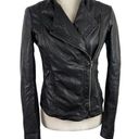 Lucky Brand  Black Soft Lamb Leather Moto Biker Asymmetrical Zip Jacket Size XS Photo 0