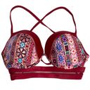 Shade & Shore NWOT  Bikini Top colorful mandolin print with gold Size 34 DD Photo 2