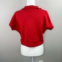 Good American  Red 3/4 Zip Short Sleeve Cropped Sweatshirt Size 0/XS Oversized Photo 2