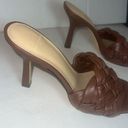 Marc Fisher  Braided Brown Leather Sz 6 1/2 Kitten Heel Sandal Photo 1