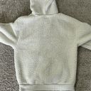 American Eagle  Womens Fleece Sherpa White Cream Teddy Hoodie Small Kanga Pocket Photo 2