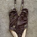 Newport News COPY -  One Piece Halter Swim Suit Size 10 Brown Sequin summer spri… Photo 1