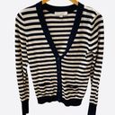 The Loft  Blue Navy White Striped Vneck Cardigan Sweater Lightweight Preppy S Photo 2