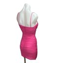 Revolve  Superdown Emmie Neon Pink Ruched Mesh Mini Strap Bodycon Dress Size XS Photo 2