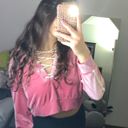 Velvet Long Sleeve Crop Top Pink Size M Photo 0