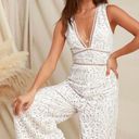 Lulus  Amora White Lace Jumpsuit Bridal Bride Bachelorette Wedding Small Photo 0