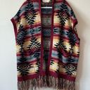 American Eagle  Aztec Western Fringe Oversized Hooded Poncho Cardigan Size XS-S Photo 1