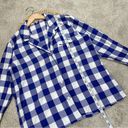 J.Crew  Long-Sleeve Flannel Pajama Short Set In Buffalo Check Blue White Size M Photo 12