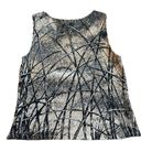 St. John  Sleeveless Leaf Print Neutral Blouse Shirt Top Stretch Size Small Women Photo 4