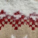 Holiday Time  Sweater Neutral Knit Pullover Cream Tan Snowflake Tree Fair Isle Photo 5