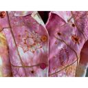 Karen Hart Jean Jacket tie dye embroidered pink yellow Size L Photo 3