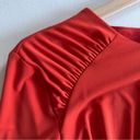 ZARA  Orange Long Sleeve Ruched Dress Solid Zipper Back Zip Up Lined Polyester L Photo 2