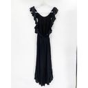 Ulla Johnson  Eveline Silk Black Ruffled Smocked Midi Dress Size 2 Photo 3