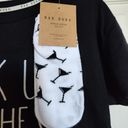 Rae Dunn  Halloween Drink Up Witches Black Tee Shirt Sock Set Size Medium Photo 2