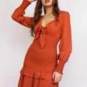 Storia  rust color smocked bodycon dress size medium Photo 1