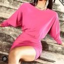 ZARA Draped Mini Dress Open Back Dolman Long Sleeve, Hot Pink Size M Photo 2