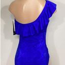 Gottex New.  blue snakeskin ruffle swimsuit. Retails $138. Size 12 Photo 4