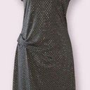 Rebecca Taylor  Nailhead Sheath Silver Studded Knit Dress Ruched Gray S Photo 0