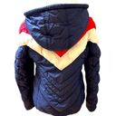 Reebok Chevron Color Block Women’s Puffer Coat Sherpa Lined Hood Lightweight Photo 1