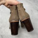 Franco Sarto Nubuck Leather Block Heel Ankle Bootie Boots Boho Western Taupe 7.5 Photo 4