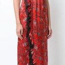 Cinq à Sept Cinq a sept Petra red silk bandanna black lace trim midi slip dress size 4 Photo 0