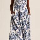 Abercrombie & Fitch NWT  Blue White Floral Ruffle Strap Smocked Midi Dress S Photo 0