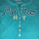 Aeropostale Women’s size large teal  original brand long sleeve shirt V neck Photo 2