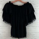 Chaser  Black Off Shoulder Fringe Top Size M Photo 0