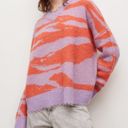 All Saints Tiga Abstract Stripe V-Neck Sweater in Lilac/Orange Photo 0