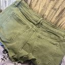 Good American High Waisted Olive Denim Shorts Photo 0